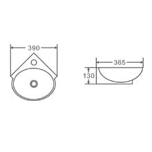 Nueva 390mm Ceramic Corner Wall-Hung Basin